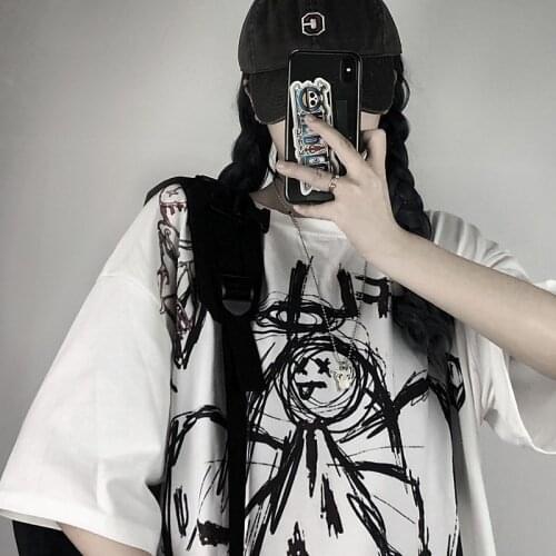 Gothic Vintage Preppy T Shirt Women Clothing T-shirt Clothes Streetwear Harajuku High Street Tops Summer New Haraajuku Tshirt