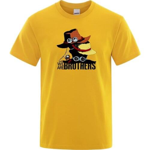 One Piece T-Shirts Luffy Three Brothers Headdress Tshirts Men Funny Short Sleeve Mens Tops Korean Summer Graphic Anime T Shirt