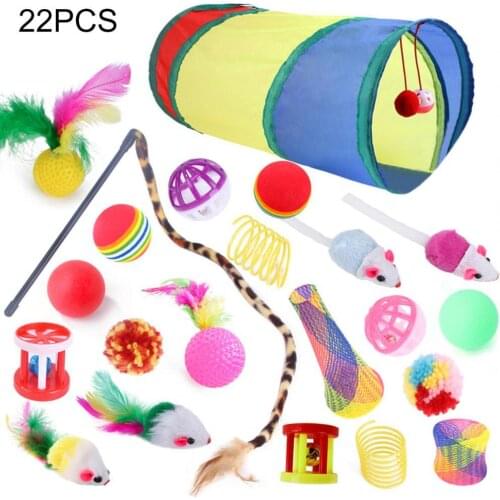 Feather Toy 22Pcs/Set Good Quality Pet Cat Tunnel Toys Pet Toys Cat Teaser Creative for Casual