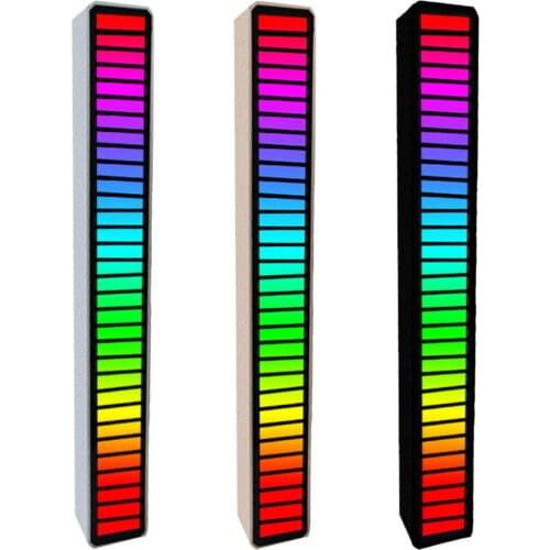 32 Bit RGB Music Level Indicator Light Bar Voice Sound Control Audio Spectrum Display Rhythm Light Pulse Colorful Signal Light