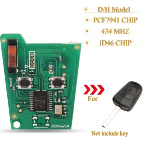 Kutery 2Buttons 434Mhz ID46 PCF7941Chip Remote Car Key Circuit Board For Opel Vauxhall Corsa D 2007-2012 Astra H 2004-2009