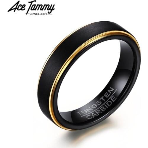 Fashion 5MM Black Brushed Tungsten Carbide Ring Gold Edges Wedding Bands Couple Rings Women Men Birthday Gift