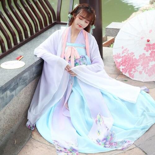 XinHuaEase Womens Hanfu Chinese Traditional Dresses Cosplay Dance Set Fairy Costume Clothing Girls Plain Han Dynasty Ancient