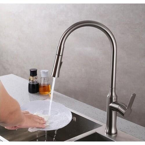 Kitchen sink faucet single lever hot and cold torneira nano nickel brushed modern faucet swivel mixer sink water tap