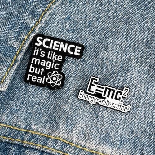 Creative Mass Energy Equation Physics Brooch for Woman Badge Shirt Enamel Pin Brooches for Men Metal Pin Jewelry Accesorios
