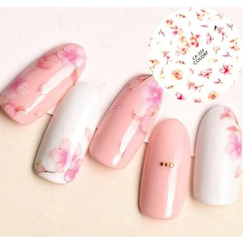 Newest CA-324 362 pink mixed flower 3d nail sticker back glue nail decals Japan type DIY art decorations tips