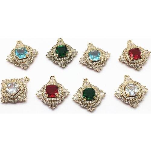 New arrival! 25x22mm 20pcs Cubic Zirconia/Crystal Square shape charm for Jewelry Earrings DIY parts,hand Made Earring Making