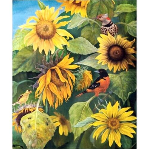 Sunflower Floral Diamond Painting Oil Round Full Drill New DIY Sticking Cross Stitch 5D Embroidery Simple Home Decorative