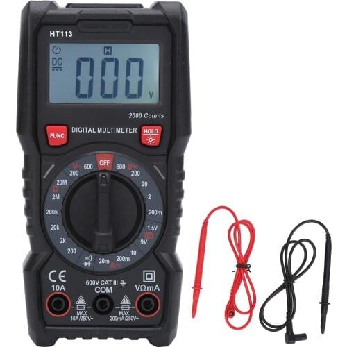 HT113 Digital Multimeter Portable High Accuracy Smart Current Voltage Tester 10A 600V Electrical Current Voltage Testing Meter