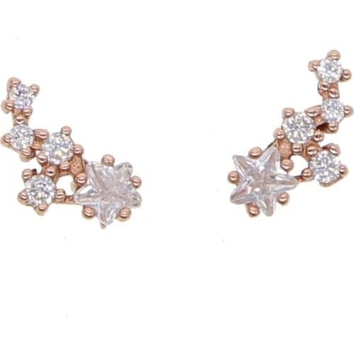 Crystal cubic zircon star sweep climber stud Earrings Fashion wedding bridal Jewelry 925 silver elegant Earring for Women gift