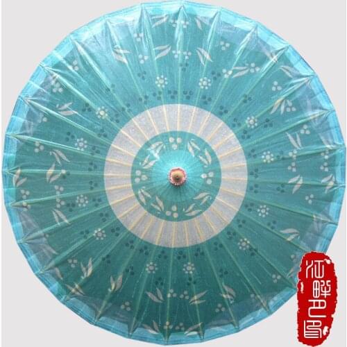 Grass Green Color Oil Paper Umbrella Cosplay Handmade Bamboo leaf Paper Parasol Ancient Style Paper Umbrella Spring Time Decor