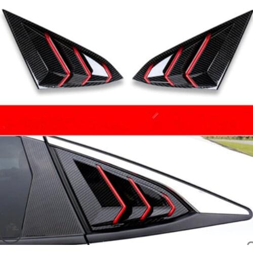 Rear Window Triangular Carbon Fiber with Red Line for Honda Civic 10Th 2017 2018 2019 Window Blinds Triangular Window Protection