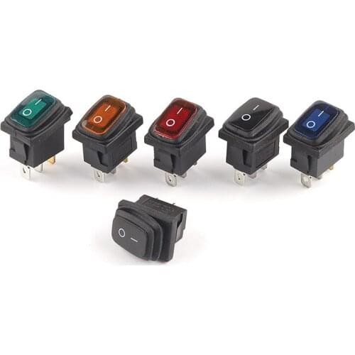 5PCS Waterproof Rocker Switch 6A 250VAC/10A 125VAC ON-OFF/ON-ON 2/3Pin 2Position Electrical Equipment With Light Power Switch