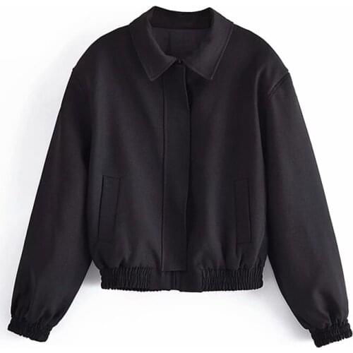 Nice Vogue Women Loose Black Zippers Jacket New Spring Elegant Female Oversized Solid Jackets Ladies Chic Pockets Outerwear