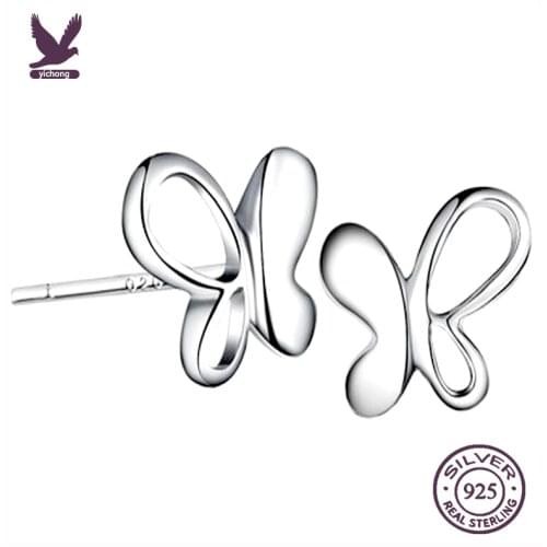 Womens 100% 925 Sterling Silver Jewelry Cute Tiny Butterfly Stud Earrings Gift For Girls Friend Kid Lady Brinocs Náušnice YCD16
