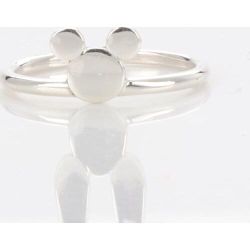 Bewill 100% Real 925 Stelring Silver Mickeys Silhouette Ring Classic New Rings For Women Jewelry Gift
