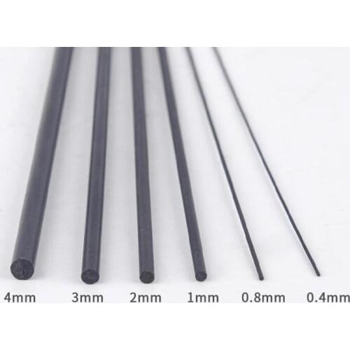 0.5/0.8/1.0/ 1.5/2/2.5/3/4MM Length 0.4m solid Carbon Fiber Rod Reinforcement Rod high strength light weight for DIY RC Airplane
