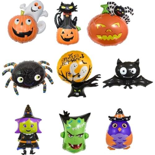10pcs Mini Halloween Balloons Halloween Decorations Spider Bat Pumpkin Ghost Skull Ballon Halloween Childrens Toys Air Balloons