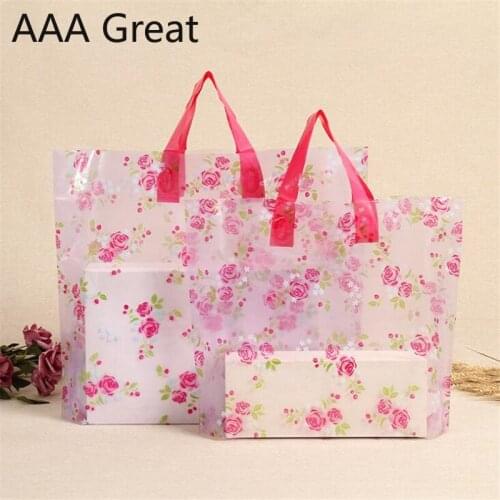 100Pcs/Lot Pouches Christmas Gifts Bags Flowers Handle Clear Christmas Storage Supplies Supermarket Packaging Bag Clothes Shoes