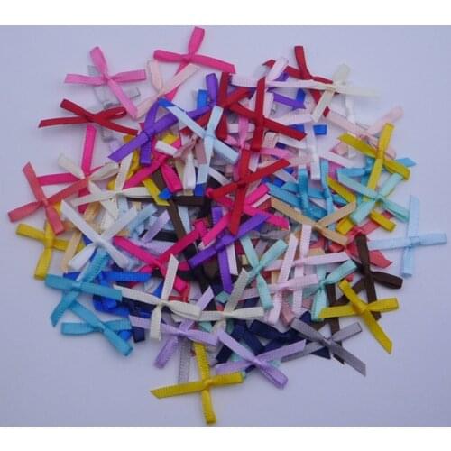 100pcs Mini Multi Colors 3mm Satin Ribbon Tail Bows Wedding Invites Cardmaking Decorations Embellishments DIY Crafts