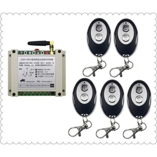 2017 latest AC220V 250V 380V 30A 2CH RF Wireless Remote Control Switch System 1*Receiver +5*ellipse shape Transmitters Learning