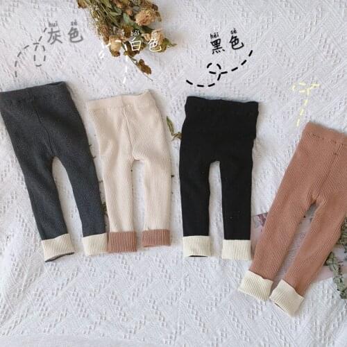 2021 Autumn And Winter Woolen Pants Plus Velvet Cotton Comfortable Leggings New Korean ChildrenS Baby Stretch Pants