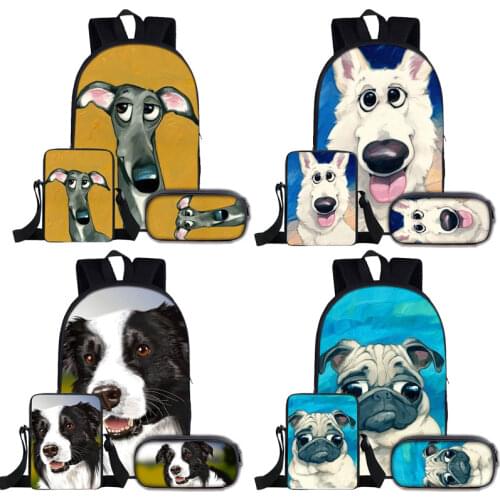 3pcs/Set Cute dachshund Dog 3D Print School Bags For Boys Girls Student Children School Backpack Satchel Kids Book Bag Mochila