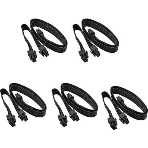 5Pcs ATX CPU 8 Pin Male to Dual PCIe 2X 8 Pin (6+2) Male Power Adapter Cable for Corsair Modular Power Supply(63cm+23cm)