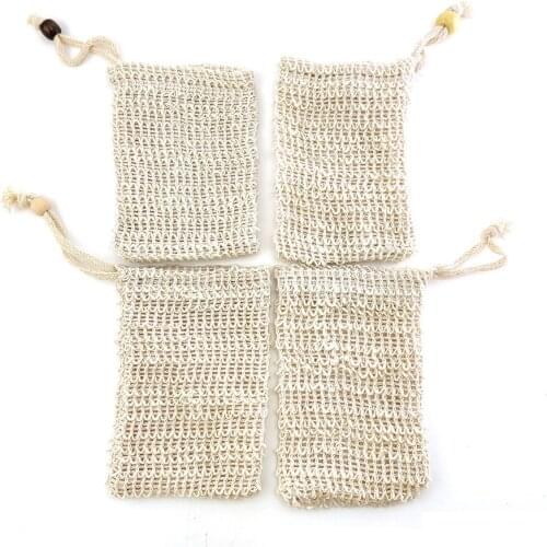 5 PC Natural Eco-Friendly Exfoliating Soap Bags Sisal Soap Bags Natural mesh Soap Saver Holder Bath Soap Holder bathroom