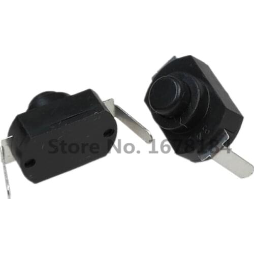 50pcs Black/White push button Switch 1288BM 250V 1A flashlight switch 2P lock KAN-15 flashlight button switch ON-OFF