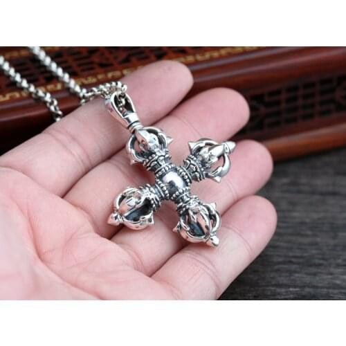 925 sterling Silver pendant charm Cross Vajra Amulet jewelry for men women gift A4838