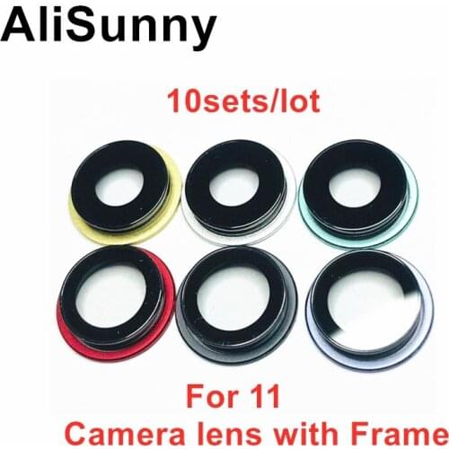 AliSunny 10pcs Back Camera Lens for iPhone 11 Pro 11pro Max Rear Camera Glass with Frame Replacement Parts