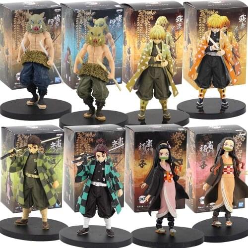 Anime Demon Slayer Kimetsu no Yaiba Tanjirou Kamado Nezuko Agatsuma Zenitsu Hashibira Inosuke Action Figure Collection Model Toy