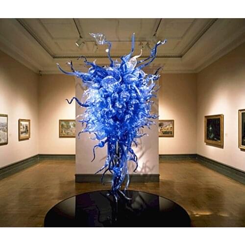 Free Air Freight Luxury Brillient Art Glass Chandelier Big Blue Hand Blown Glass Chandelier Lighting