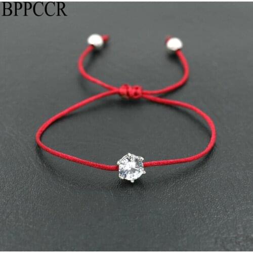 BPPCCR 11 Colors Silver Color Rhinestones Crystals Zircon Lucky Braided Bracelet Red Line Rope String DIY Bracelets Pulsears