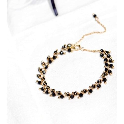 DAIMI 3mm Natural Black Spinel Copper Gold Plated For Women