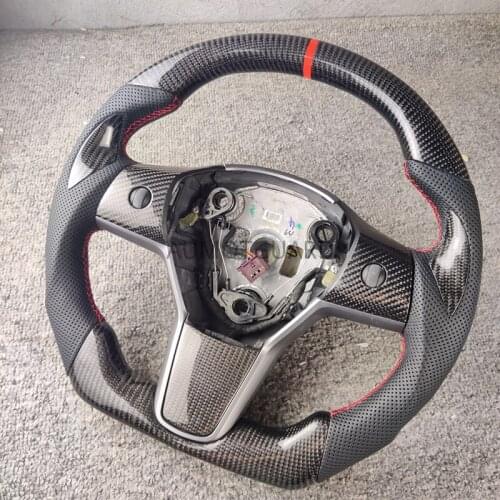 For Tesla Model 3 2017 2018 2019 2020 2021 Cuatomized Matt Carbon Fiber Steering Wheel Perforated Leather