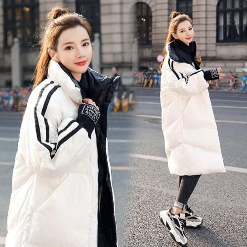 Glossy down Jacket Womens Mid-Length 2020winter Korean Style New Loose plus Size below the Knee Jacket