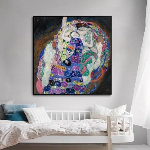 Gustav Klimt Adorns The Walls with Posters of Oil Paintings and Photographs of Classical Artists Who Print The Madonna