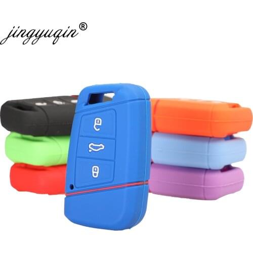 Jingyuqin 10pcs for VW Magotan Passat B8 Golf Skoda Superb A7 Silicone key fob case holder Smart Remote keychain Rubber Cover