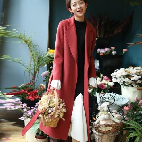 Cashmere Spring Wool Autumn Coat Female Elegant Long Woolen Jacket Women Manteau Femme Hiver 2020 Ladies Vintage Blend Coats 028