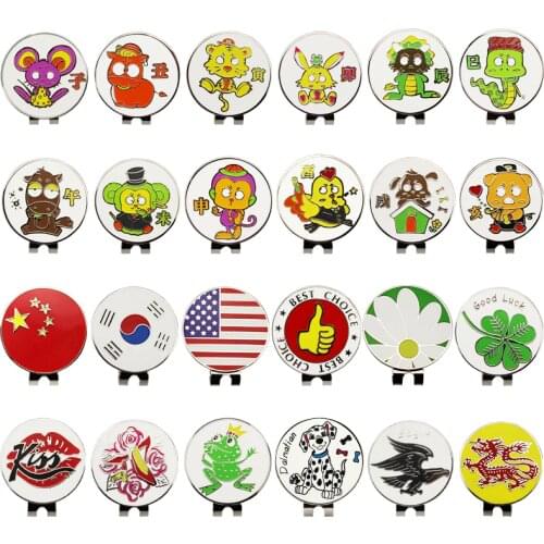 1.18 inch Golf Ball Mark w Magnetic Golf Hat Clip Mark Golf Ball Position 24 kinds for Choice Golf Marker
