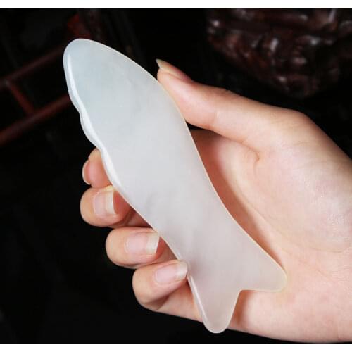 Gua Sha Board Massager Natural Jade Massage Fish Shaped Scrapping Body Face Eyes Facial Spa Beauty Guasha Scraper Plank Sale