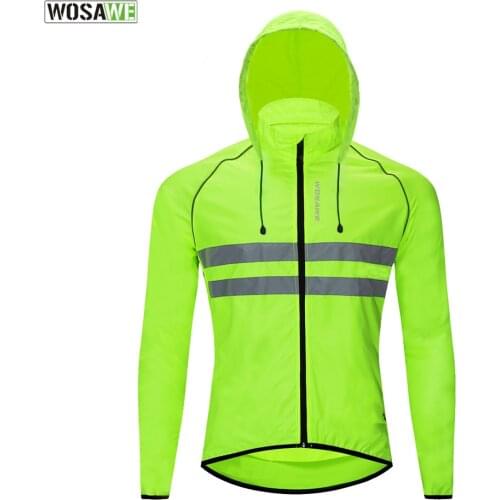 WOSAWE Mens Cycling Jacket Hooded Reflective Vest Wind Coat Windproof MTB Bike Windbreaker Riding Bicycle Cycle Clothing