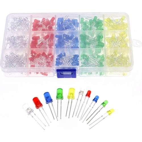 500pcs 3mm 5mm LED Diode Light Assorted Kit DIY LED set White Yellow Red Green Blue Electronic DIY Kit