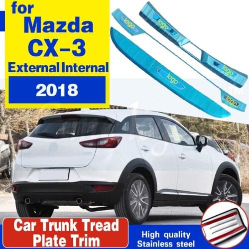 Stainless steel car Rear Bumper Protector Sill Trunk Rear guard Tread Plate Pedals for Mazda CX-3 CX3 2018 Car styling 3PCS