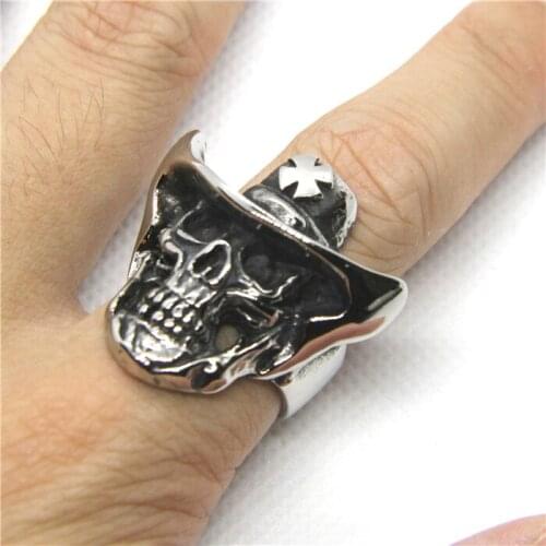 2020 Newest Fashion Design Cowboy Skull Ring 316L Stainless Steel Mens Ring Fashion Ghost Ring