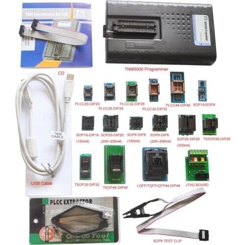 2020 New TNM5000 USB Atmel EPROM Programmer memory recorder+16pc adapters+IC Clip for NAND flash/EPROM/MCU/PLD/FPGA/ISP/JTAG
