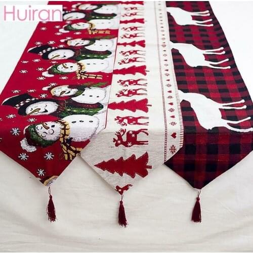 Merry Christmas Table Runner Decor Home Xmas Ornaments New Years 2021
