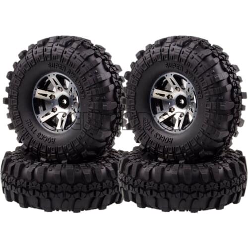 4Pcs Metal 1.9" Beadlock Wheel Rim & 96mm 108mm 110mm 120mm Tire For RC 1/10 Racing Crawler Car Axial SCX10 D90 TRX4 Tamiya D110